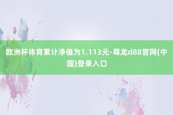 欧洲杯体育累计净值为1.113元-尊龙d88官网(中国)登录入口
